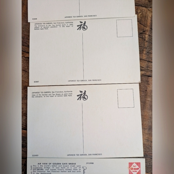 San Franscisco Vintage Postcards Unused Gloss Japanese Tea Golden Gate Bridge - Picture 8 of 10